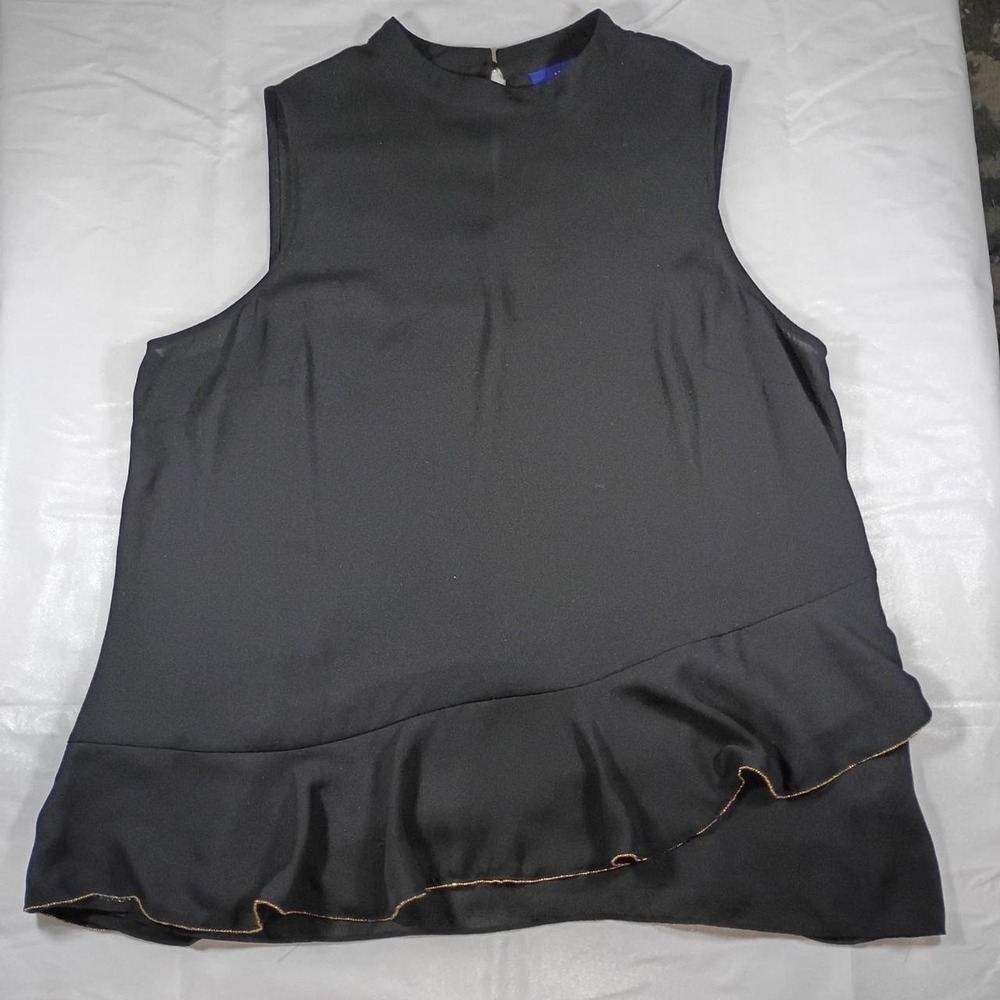 Women's Apt 9 Black sleeveless blouse with gold frill detail